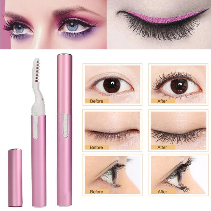 Recourbe-cils chauffant électrique, Style stylo rose, outil de maquillage