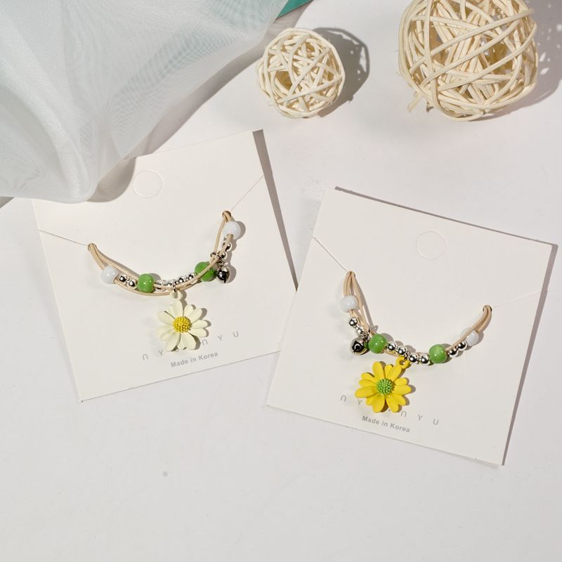 FIMAODZ Süße Blume Gänseblümchen Armbinde Perlen Getrocknete Blumen Löwenzahn Blüte Bunte Charme Armbänder für Frauen Mädchen