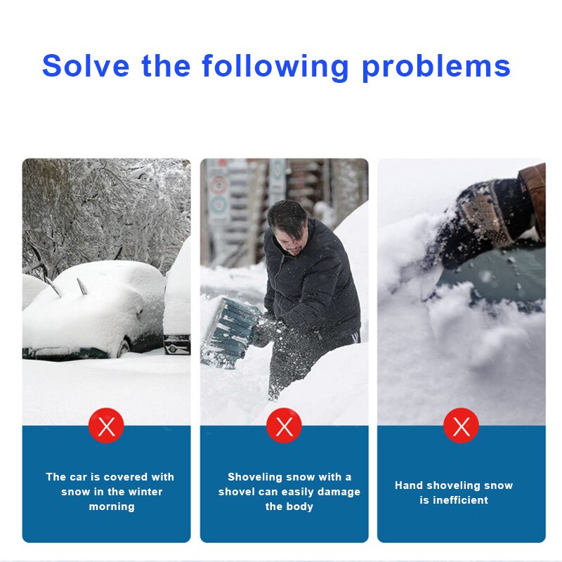 3-In-1 Multi-Function Car Snow Removal Shovel Car Snow Ice Brush Glass Defrosting Deicing Cleaning Tool TUE88