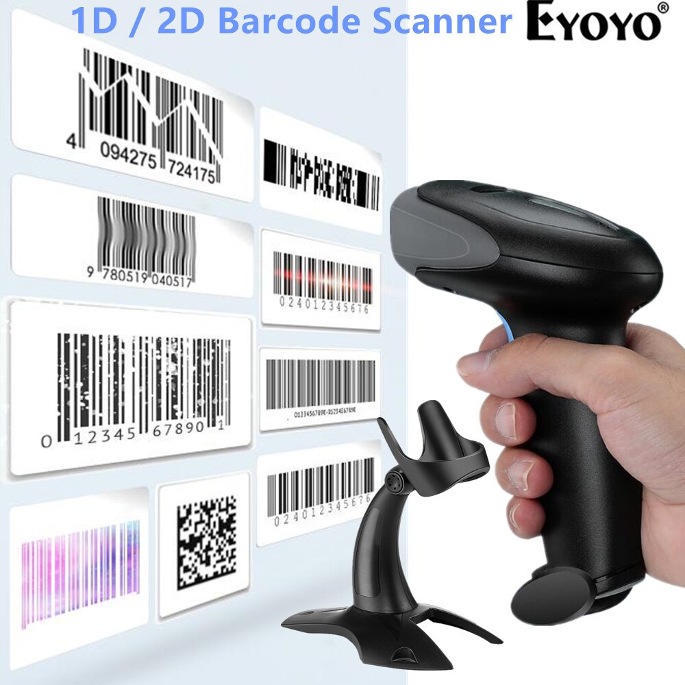 Eyoyo 2.4G Wireless QR 2D barcode scanner handheld USB Wired Bar Codes Reader Data Matrix Bar Code Image Automatic Scanner
