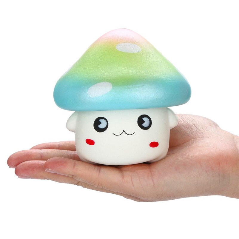 Kawaii Cartoon Rainbow Mushroom Squishies Slow Rising Fruit Scented Squeeze Stress Reliever Toys for kid child A1