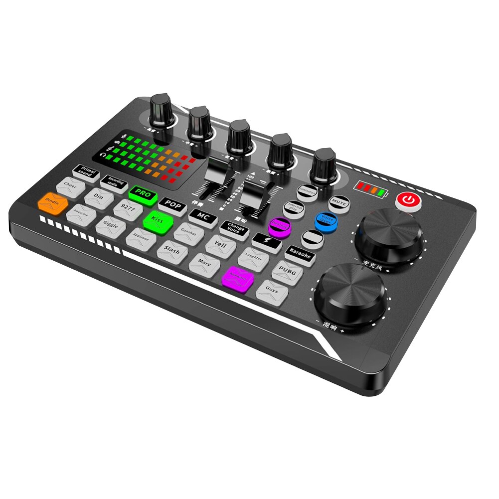 Carte son F998, Kit mélangeur de Microphone, 16 effets sonores, enregistrement Audio, Console de mixage Audio, amplificateur pour téléphone et PC