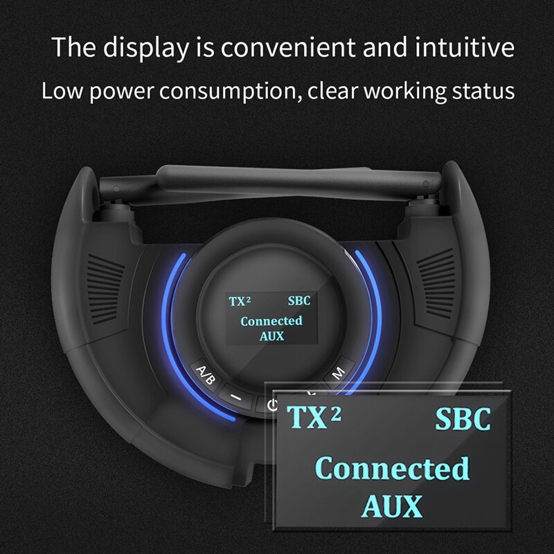 Tx800 Bluetooth Adapter Csr8675 Fiber Optic Transmitter Receiver Dual Antenna Oled Sn Display App Control