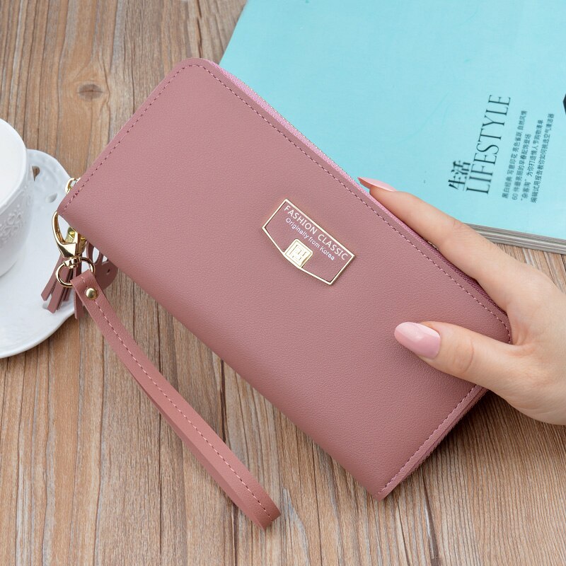 Women Wallet Long Leather Zip Wallet women’ sClutch Bag Simple European and American Large Capacity Mobile Phone Bag