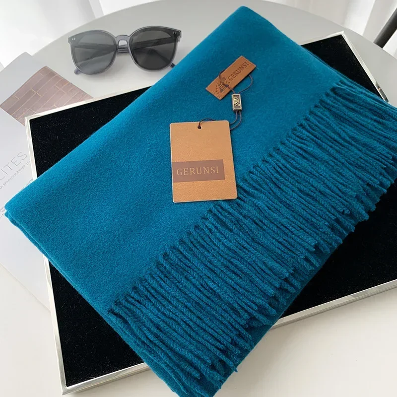 Winter Cashmere Scarf Women Thick Warm Pashmina Shawls Wraps Solid Color Tassel Lady Blanket Echarpe Bufanda Hijab