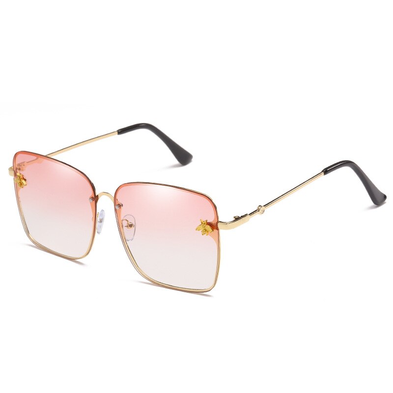 Gafas de sol cuadradas de abeja sin montura para mujer y hombre, anteojos de sol femeninos de gran tamaño con gradiente de abeja, con UV400,: c