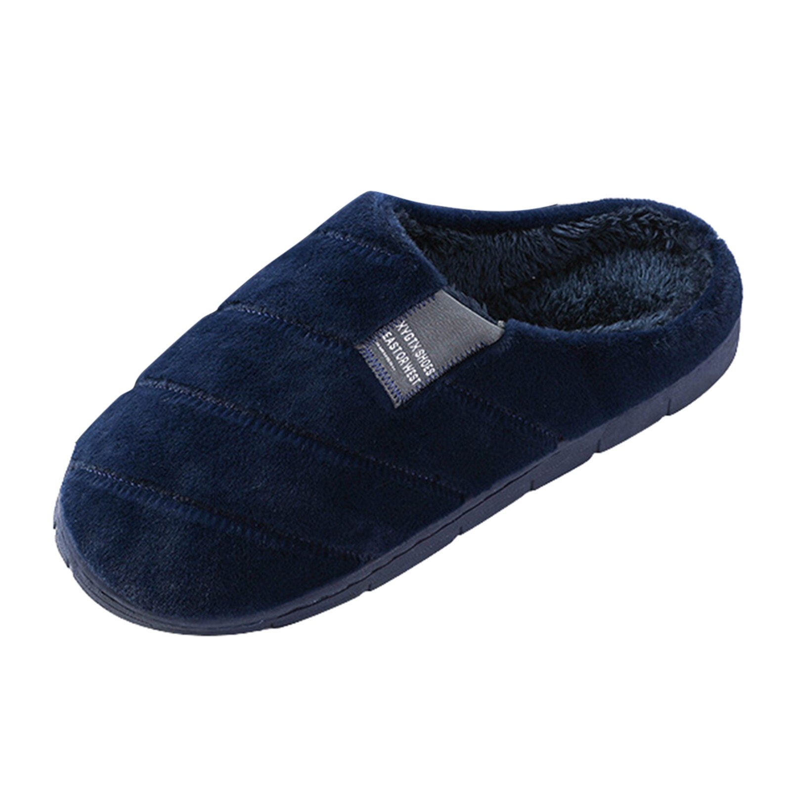 Pantuflas cálidas de invierno para hombre, Zapatillas de casa de felpa suave, antideslizantes para interiores, chanclas para el hogar