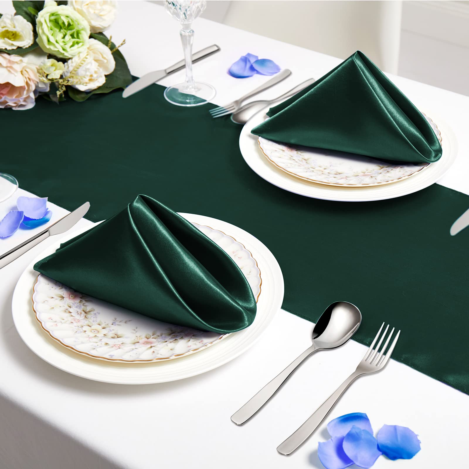 12PCS Wedding Red Satin Napkin 30x30cm Soft Table Napkins for Year Christmas Decoration Party Dinner Table Decor