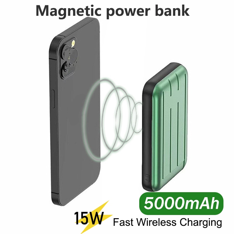 15W Mini Ultradunne Draagbare Draadloze Opladen Magnetische Charger Power Bank Voor Iphone 12 12pro Max 12 Magsafe snel Opladen