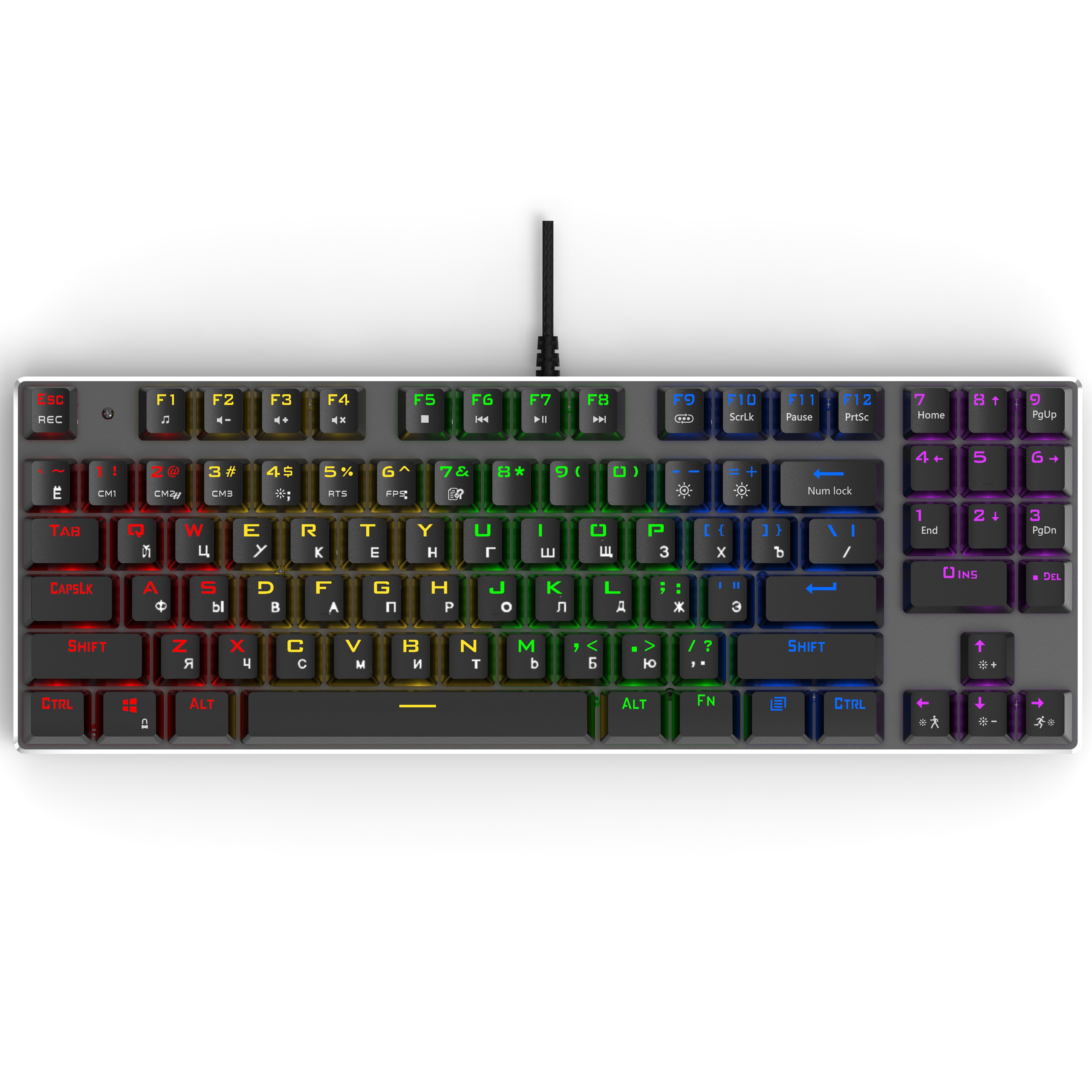 Metoo 89Key Mechanical Keyboard USB Wired LED Backlit Gaming Mechanical Keyboard With numeric keypad For Desktop notebook: Russian version / Black Switch