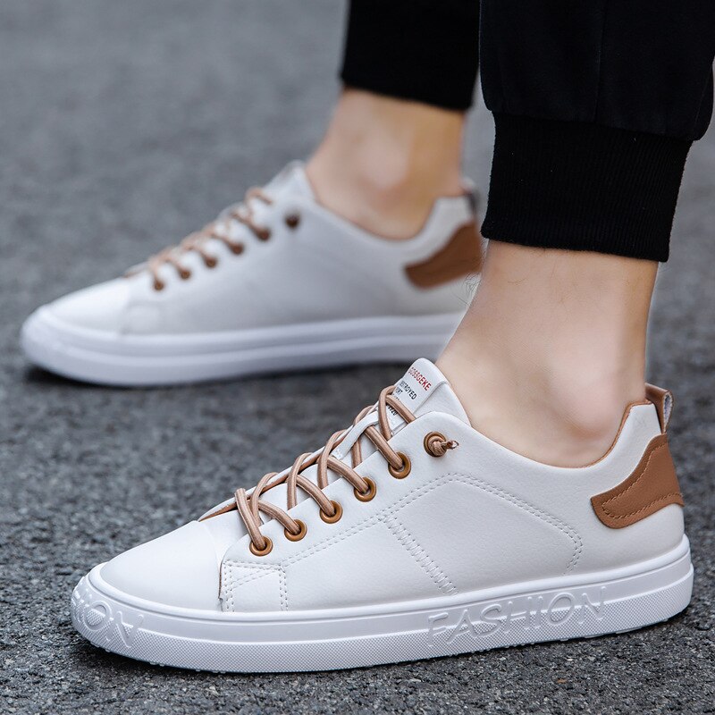 Chaussures Pour Hommes nouvelle Tendance Hommes conseil Chaussures Coréennes Chaussures Pour Hommes Blanc Chaussures Chaussures Simples Tout-match décontracté Chaussures en cuir: White brown / 10
