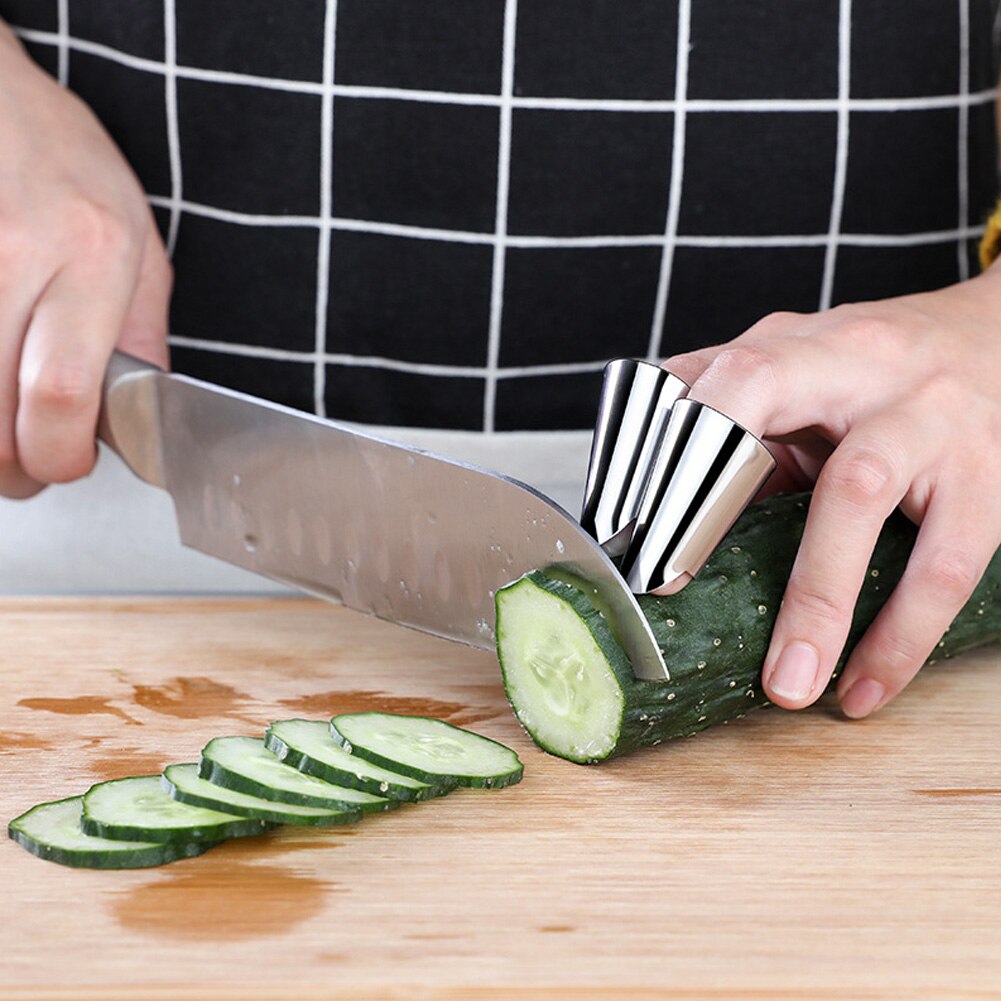 Vinger Bescherming Rvs Voor Snijden Koken Finger Protector Hand Niet Te Kwetsen Voor Dunschiller Cutter Gereedschap