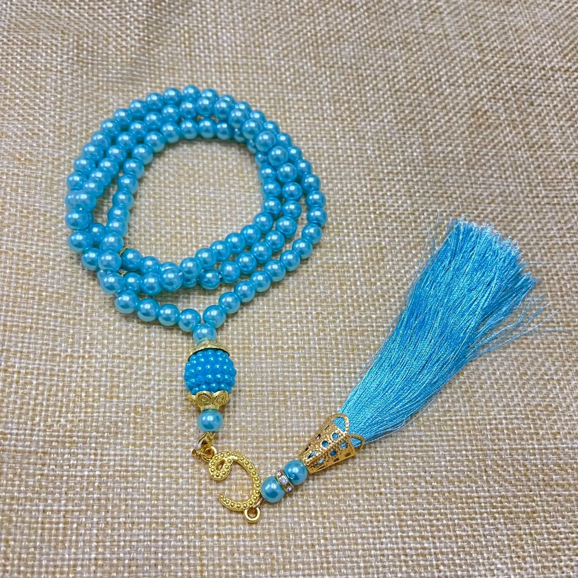 Nuevas perlas de vidrio borla estilo turco Rosario musulmán cuentas de oración islámica pulsera para mujeres accesorios de joyería 6mm 99 Uds: Color marrón amarillo