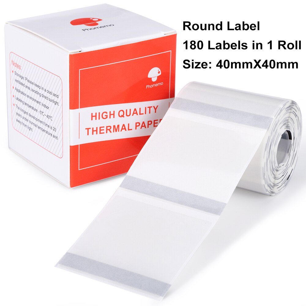 Phomemo M110 M200 M120 Label Printer Ronde Label Autoadhesivo Thermische Label Zelfklevend Papier Ronde Sticker Voor Zaken, Huis: Clear 40x40mm