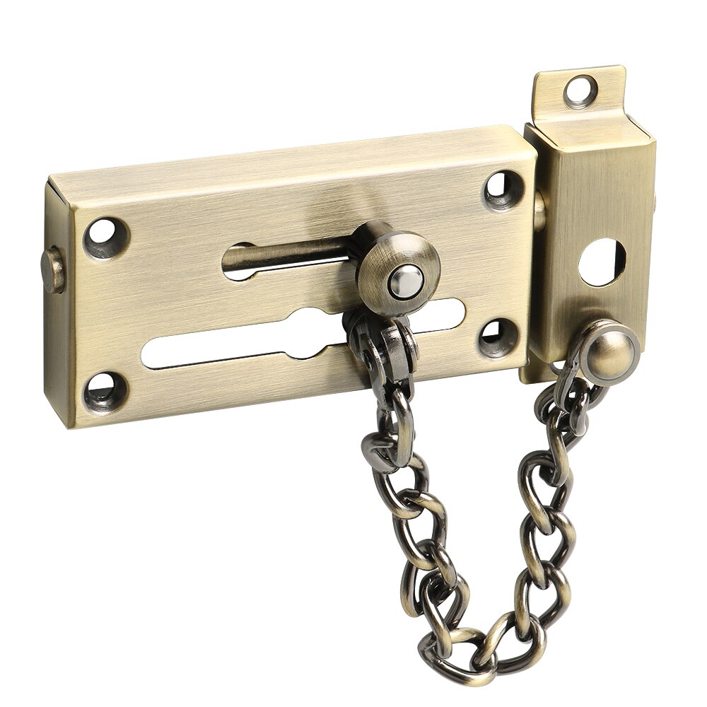 Trava de segurança para porta com parafuso, conjunto de fecho de cadeado escovado 304, aço inoxidável com corrente antifurto, bloqueio de mola: Oil Rubbed Bronze