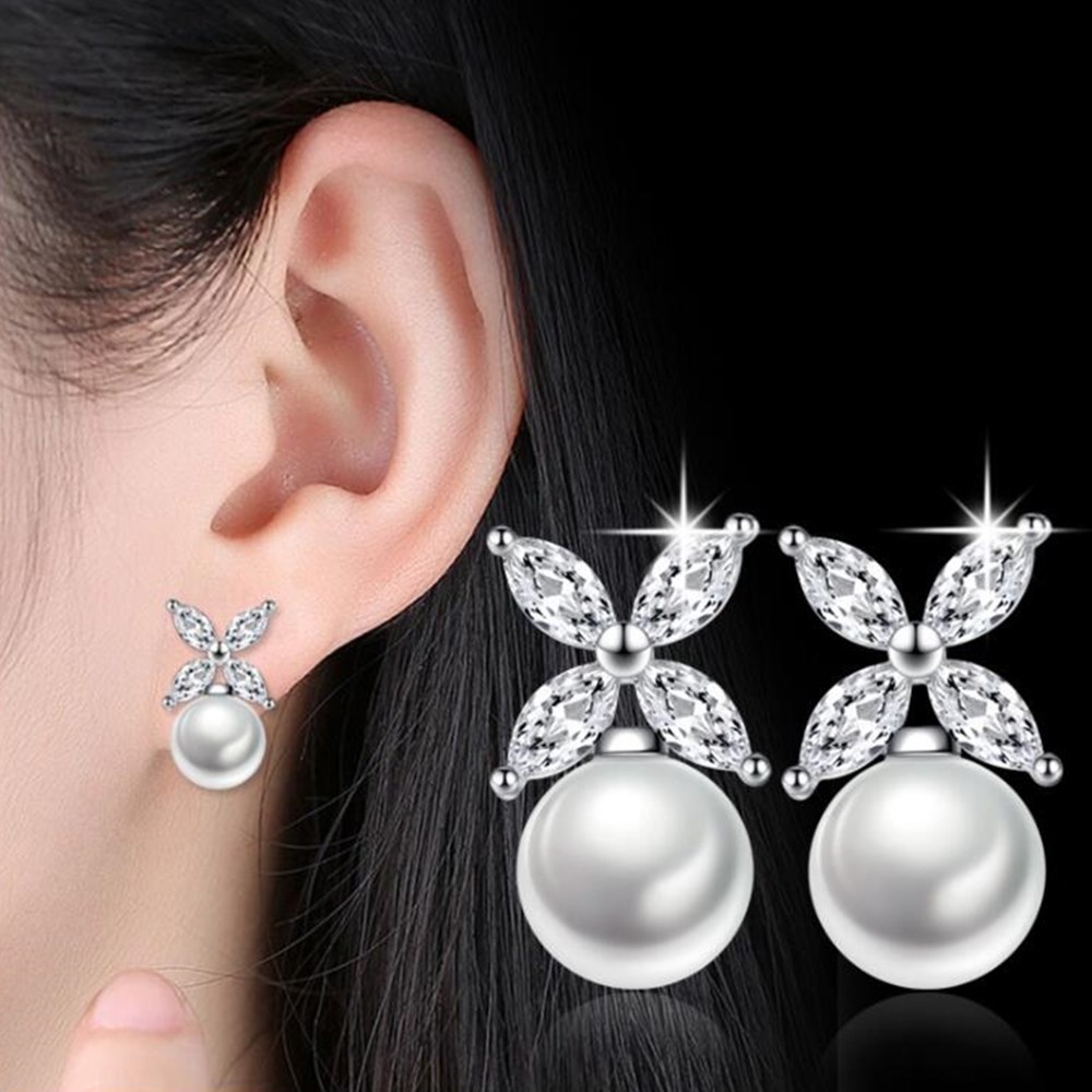 NEHZY – boucles d&#39;oreilles en argent S925, bijou de , rétro, perle, fleur, zircone cubique, couleur argent