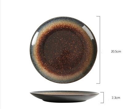 1PC styl japońnarty domowa ceramika Zachodni stek danie sztućce śniadanie okrągłe płaskie płytki talerz zastawa stołowa: środkowy