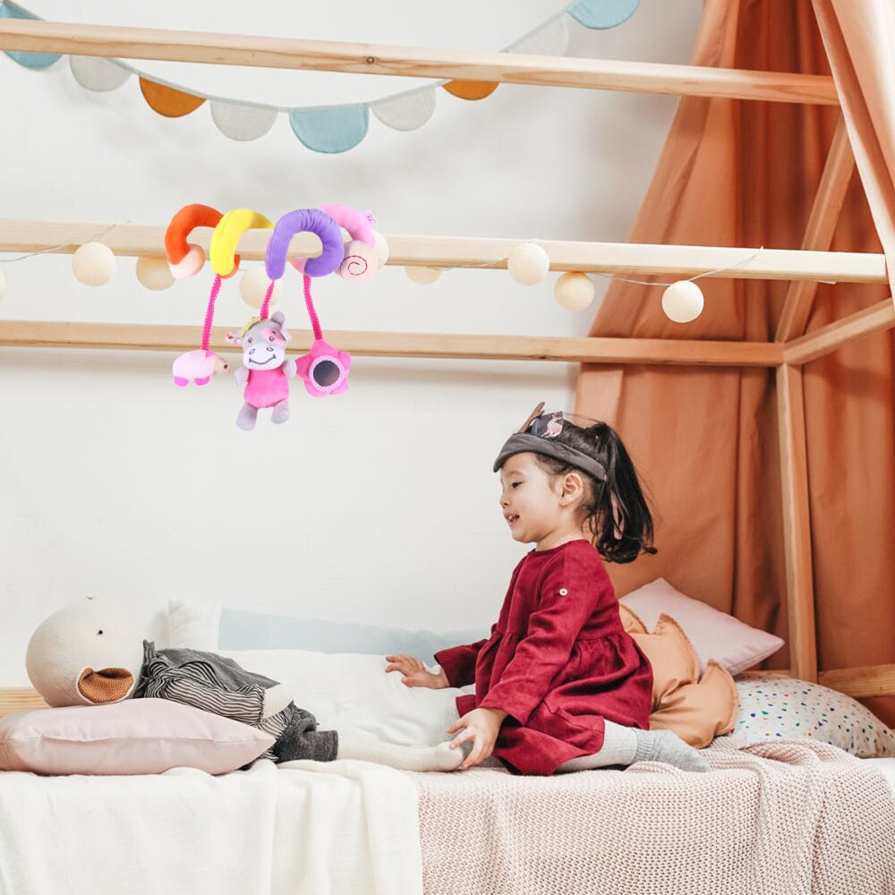 1PC Multifunktions Art Baby Krippe Bett Kinderwagen Hängen Rasseln Spirale Kinderwagen Auto Sitz Spielzeug mit Klingeln Glocke (Kuh stil)