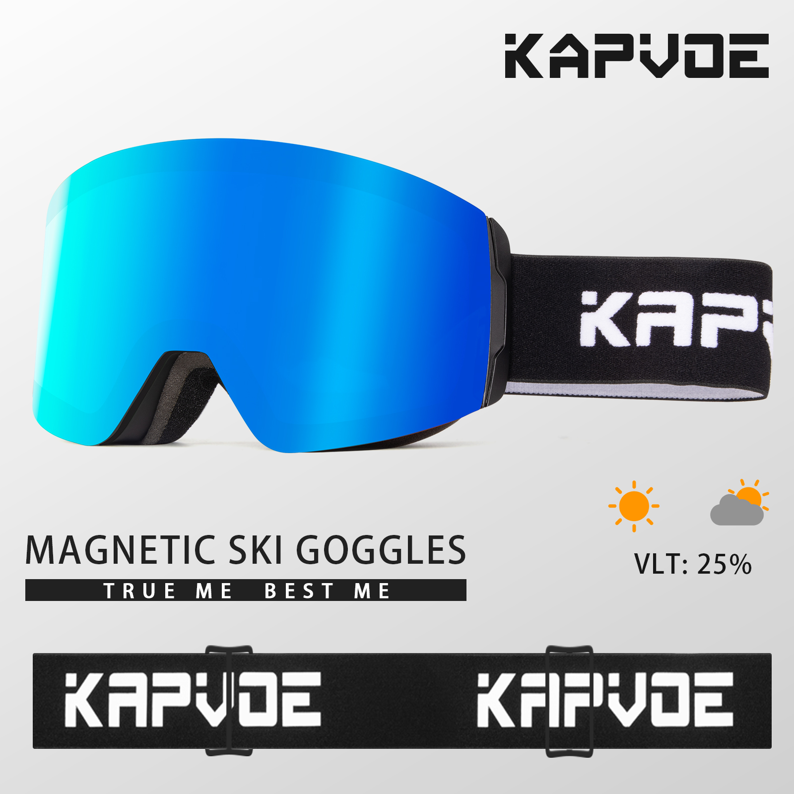 Kapvoe meekleurende skibril met magnetische anticondensglazen, beschermingsfactor  uv400, skibril voor dames en heren, wintersportbril.