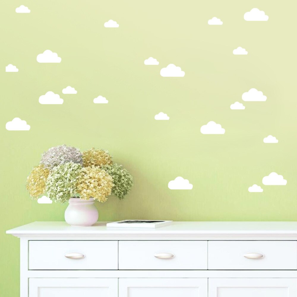 56Pcs White Clouds Wall Stickers Home Decor For Kids Room Decorative Baby Bedroom Nursery Cartoon Cute Sticker: White 56pcs