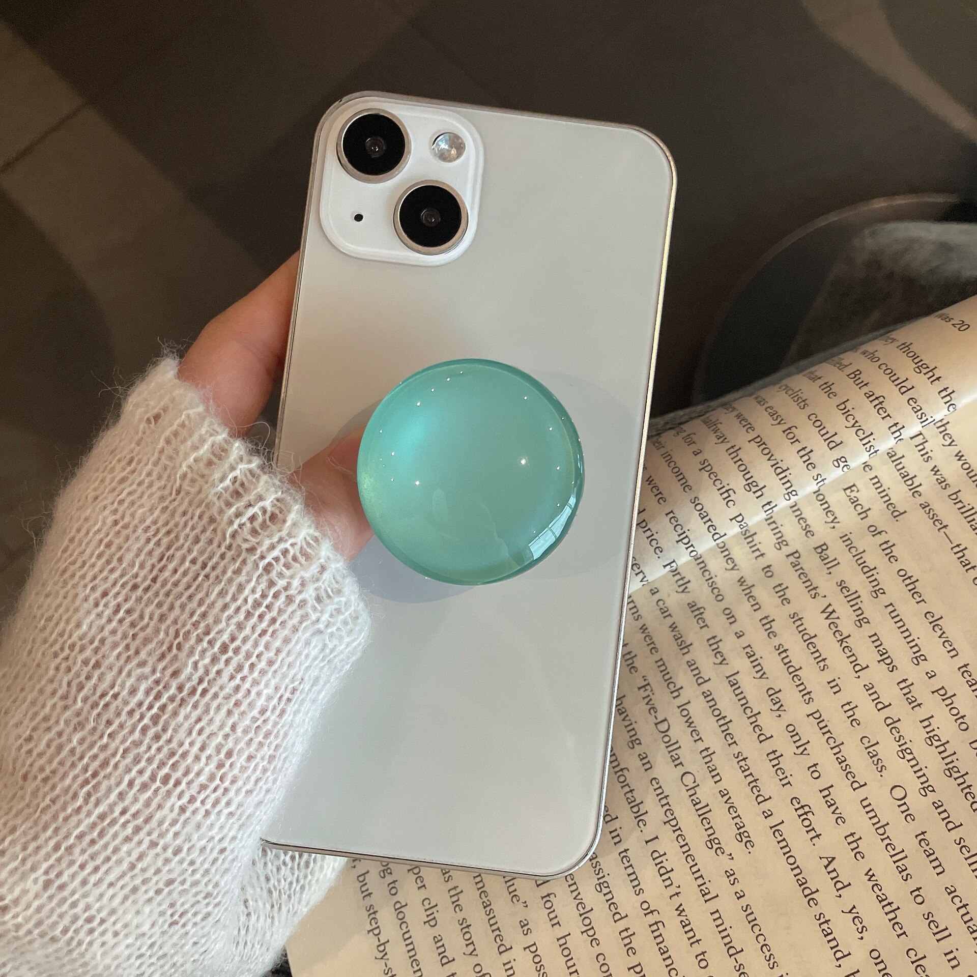 Crystal Finger Grip Holder Stands For Phone Universal Flexible Fold Bracket Expansion Cellphone Stand Socket Lazy Korea Popular: Mint