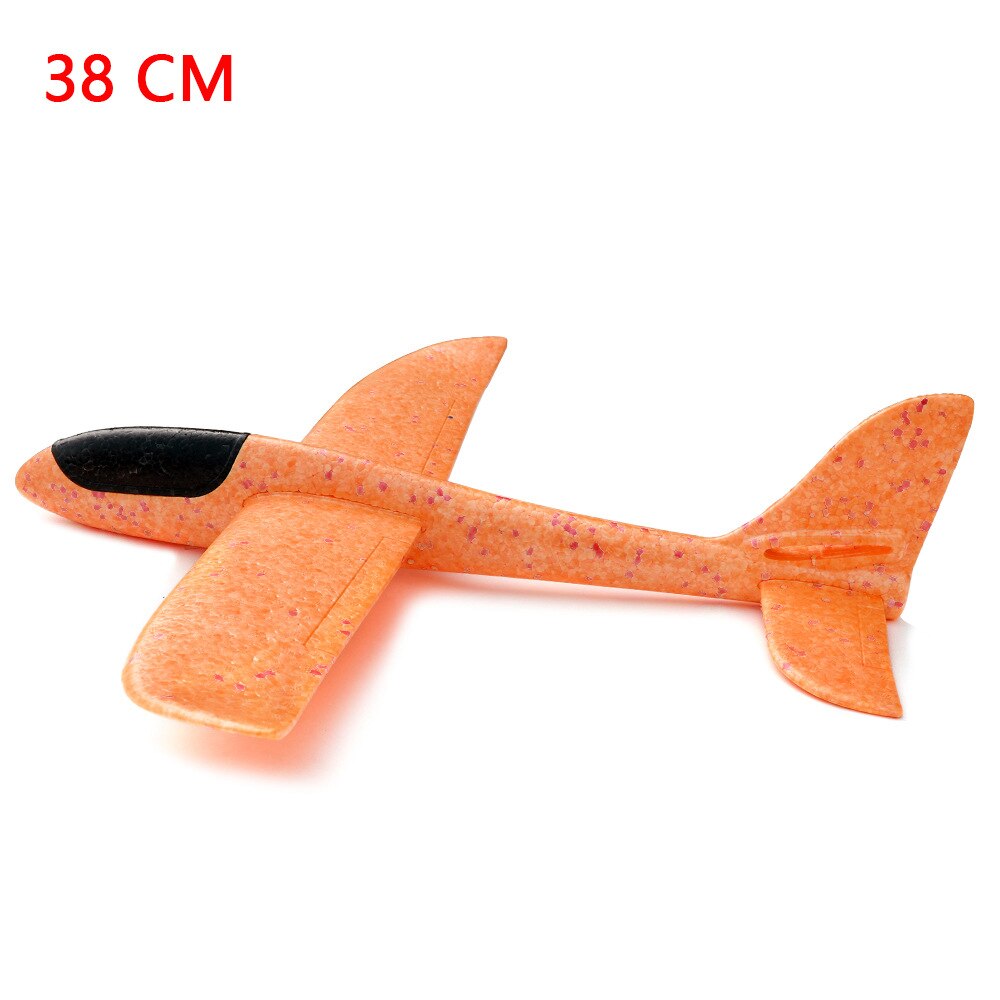 Outdoor Hand Throwing Plane 38cm Flying Launch Sports Glider Aircraft Model Foam Gliding Boys Fun Game Figure Toys for Children: Orange