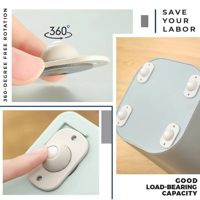 Self-adhesive casters for storage portable rotating rollers for furniture movable silent casters durable