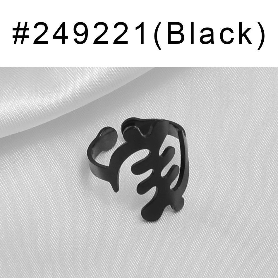 Anniyo African Symbol Ring Stainless Steel Metal Finger Rings Gye Nyame Ethnic Jewelry African Cultural Wedding Bands #249221: Black Color