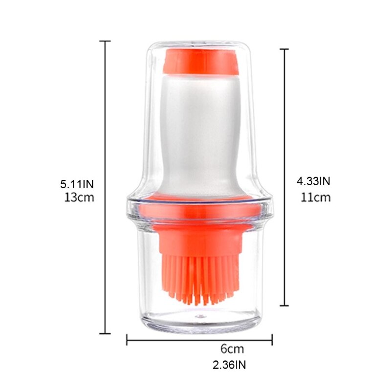 BBQ Oil Bottle Brush, Portable Silicone Oil Brush Bottle Barbecue Brush with Protective Cover Baking Great for BBQ, Picnic