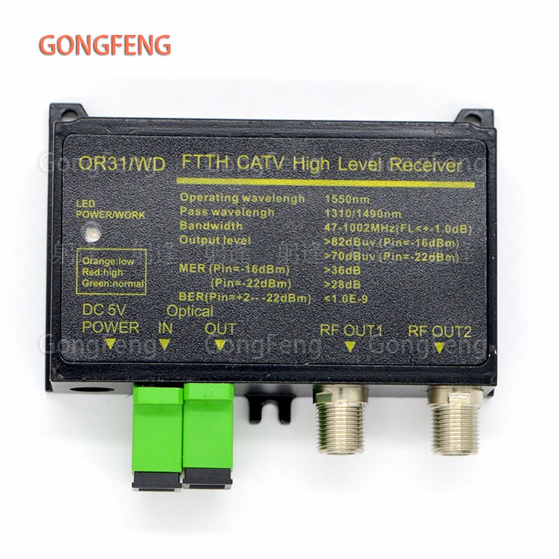 OR31 Ftth Catv Optische Ontvanger Hoge Niveau Fiber Optische Wdm Converter Sc Apc Duplex Connector Mini Modus Met Inch rf Uitgang