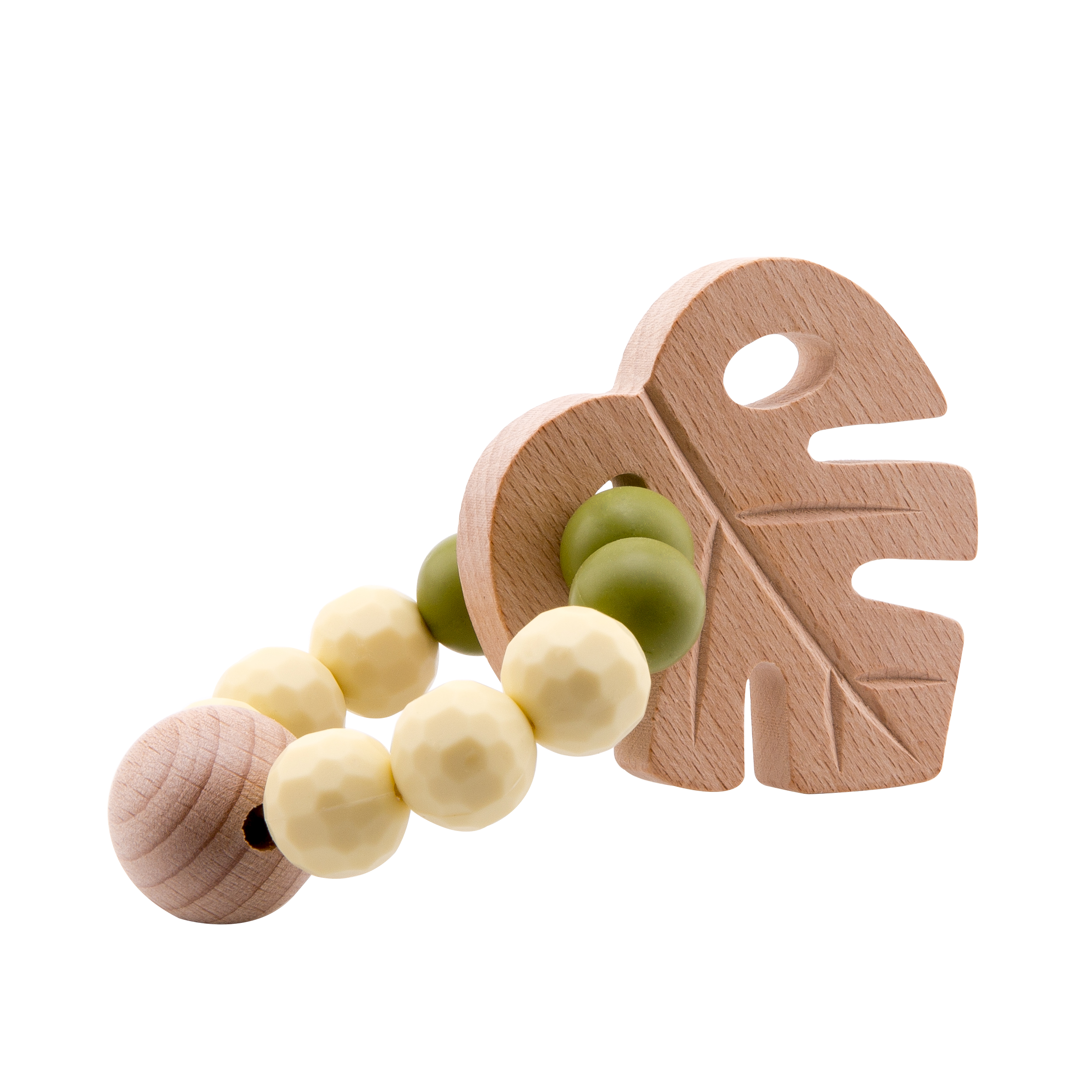 1pc Baby BeißRing Armbinde Silikon Molaren Perlen Holz Blätter BPA Pflege Zahnen Baby Spielzeug handgefertigt Für Neugeborene 3-12 monate