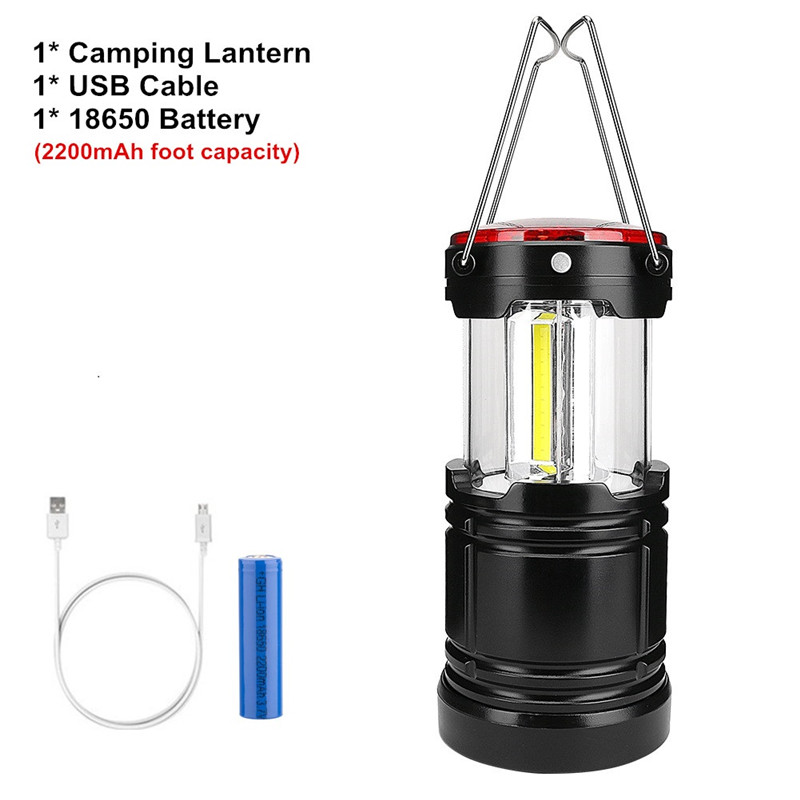 1w+ rødt ledet teltlampe utendørs campinglys 18650 usb oppladbart bærbart lanterne arbeidslys nødlampe: C