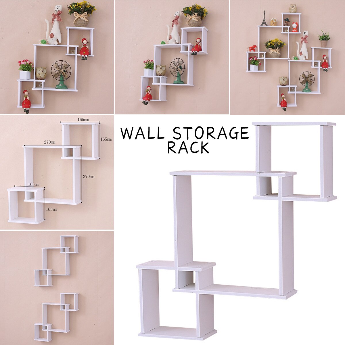 Wood White Carved Wall Shelf Shelves Holder Storage Rack Stand Cut Out Wall Shelf Home Decor