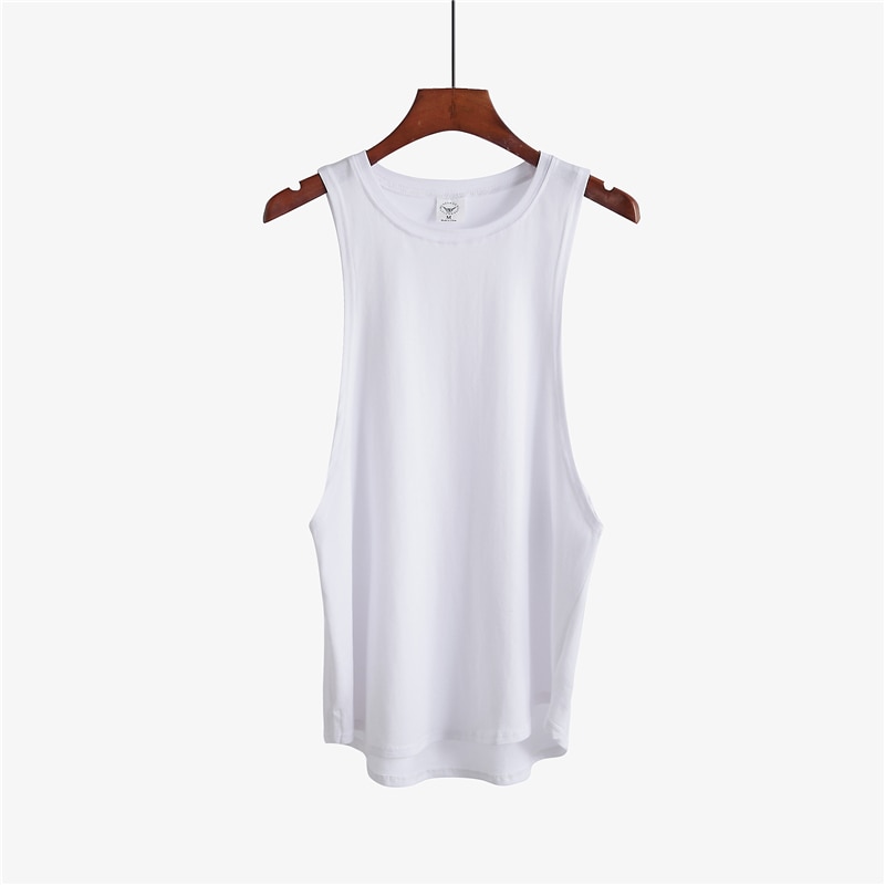 Sommer gym klær merke singlet canotte bodybuilding stringer tank topp menn fitness skjorte muskel ermeløs vest tanktop: Hvit / M