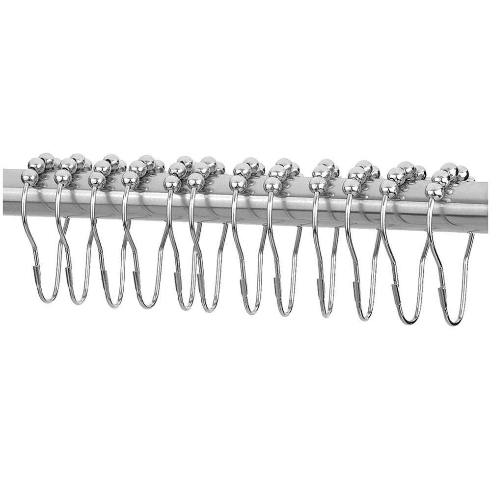 Crochets créatifs pour rideau de douche, en Satin poli, boule de Nickel antirouille, 5 anneaux, pour rideau de douche, 48/36/24 pièces/paquet