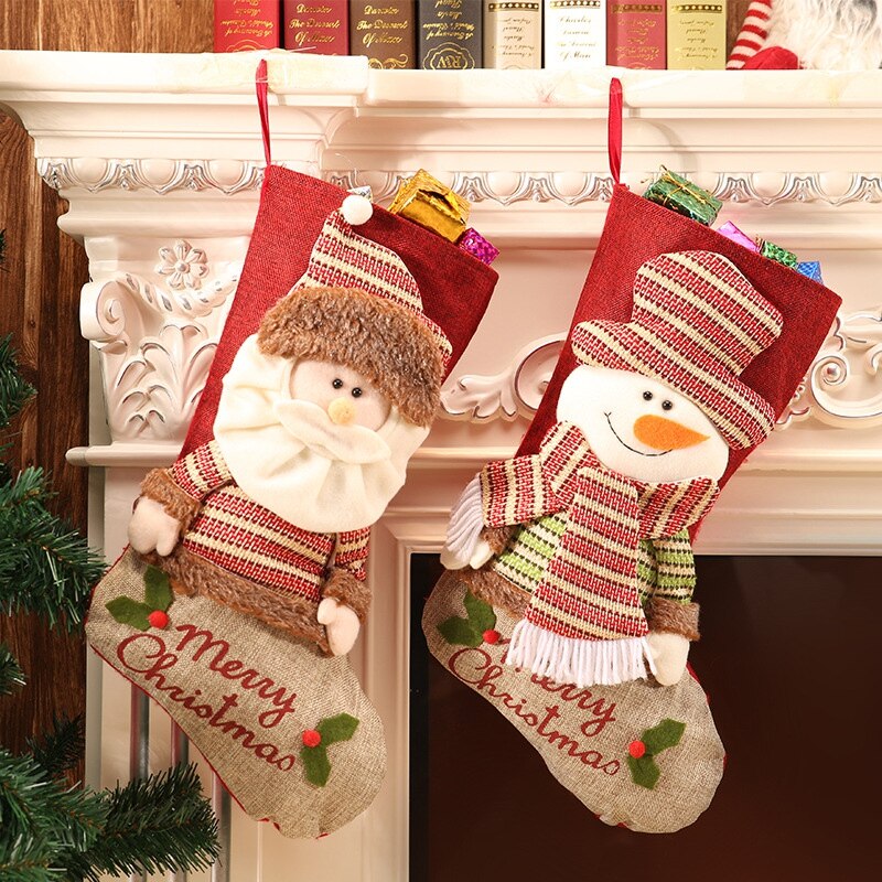 Sneeuwpop Rendier Kousen Kerstman Elanden Stof Sokken Kerst Mooie Tas Voor Kinderen Haard Boom Kerst Decoratie