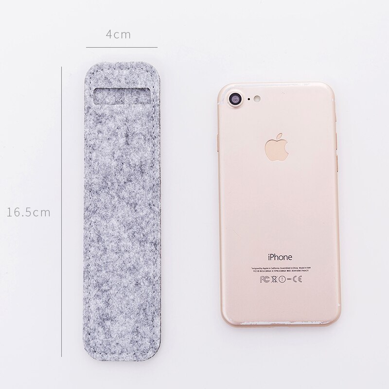 Kleine Vilten Pen Pouch Houder Enkel Gat Roller Balpen Vulpennen Etui Tassen School Kantoorbenodigdheden: Light Grey