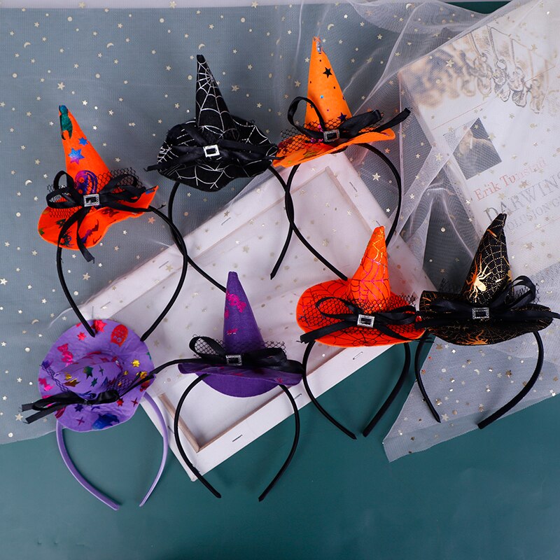 1 Uds Halloween niñas diadema bruja Cosplay tocado con calabaza aro de pelo decoración de
