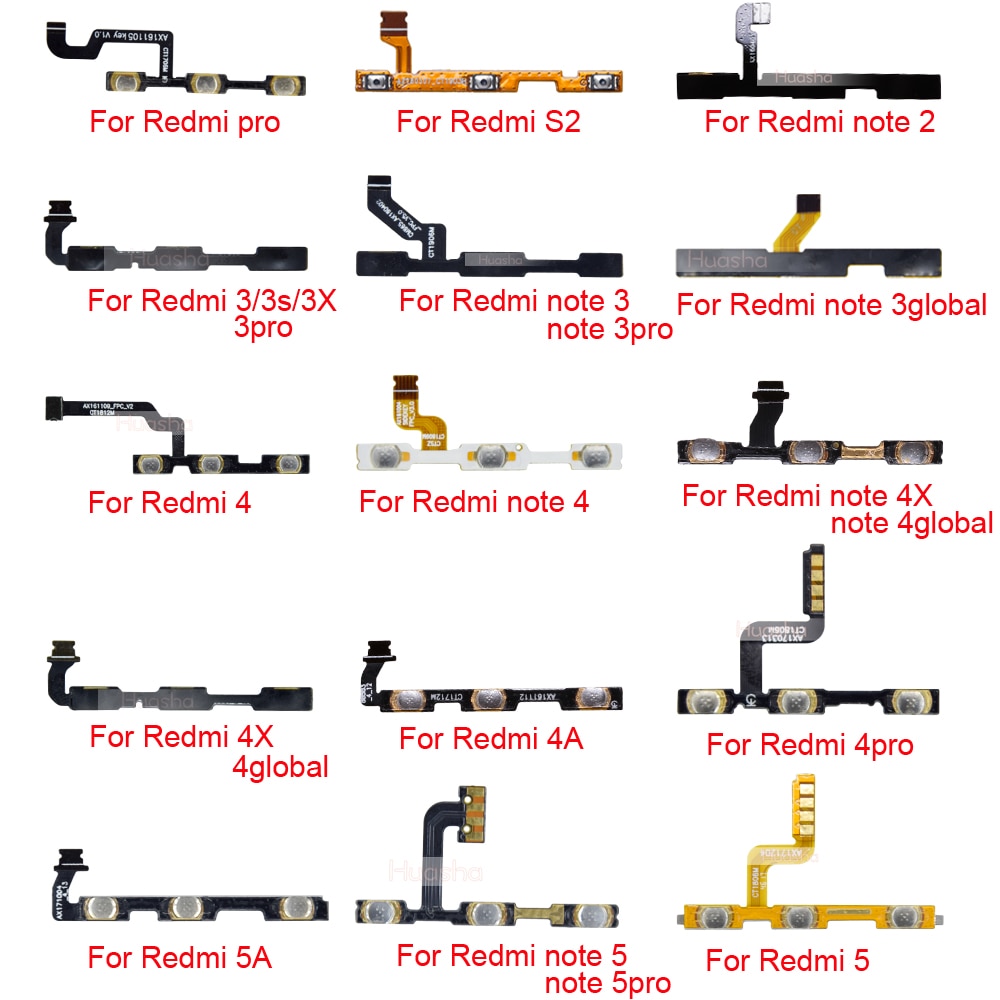 Cable flexible para botón de encendido para Xiaomi Redmi pro 4pro S2 3X 4X 4A 5A 3 4 5 pro, botón de encendido/apagado, Ket Flex para note 2 3 4 5, 1 Uds.