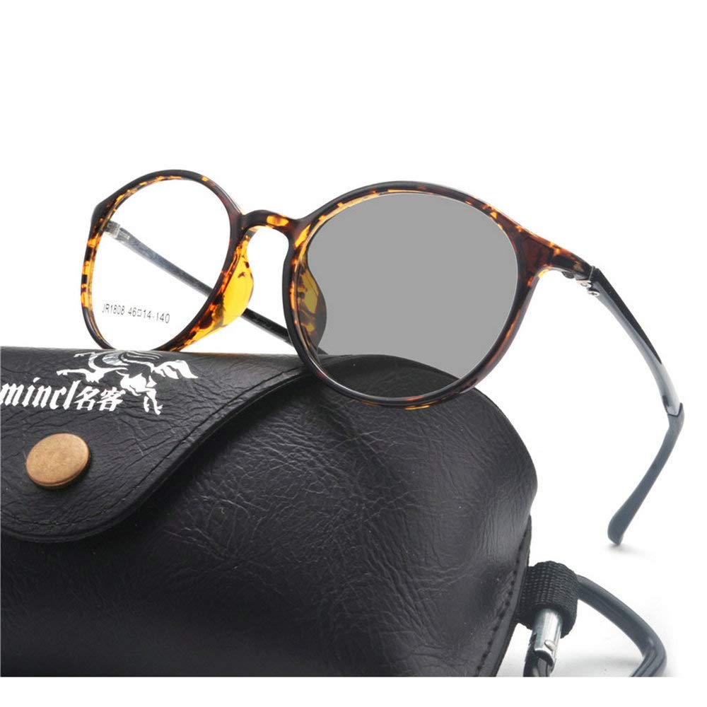 MINCL/Mode Full Frame Meekleurende ronde Leesbril Zon photochromatic Leesbril met doos FML