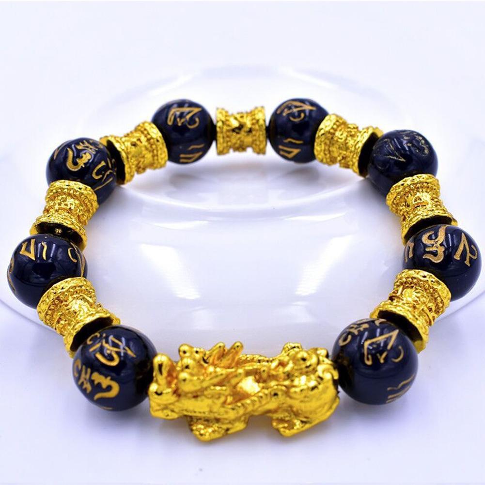 Golden PIXIU Bracelet for Women Men Beads Couple Bracelet Bring Lucky Brave Wealth Feng Shui Bracelets