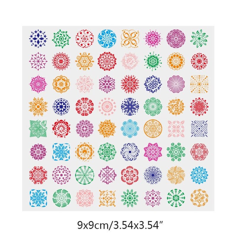 1 Set 64 Stijlen Mandala Dot Schilderen Templates Stencils Voor Diy Rock Plakboek 23GD