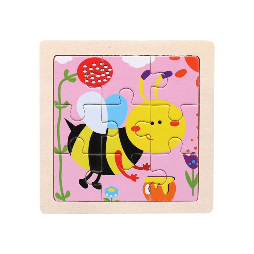 Wooden Puzzles For Kids Educational Houten Puzzels Kinderen 11cm*11cm Wood Puzzle Developmental Baby Kids Training Toy L102: R