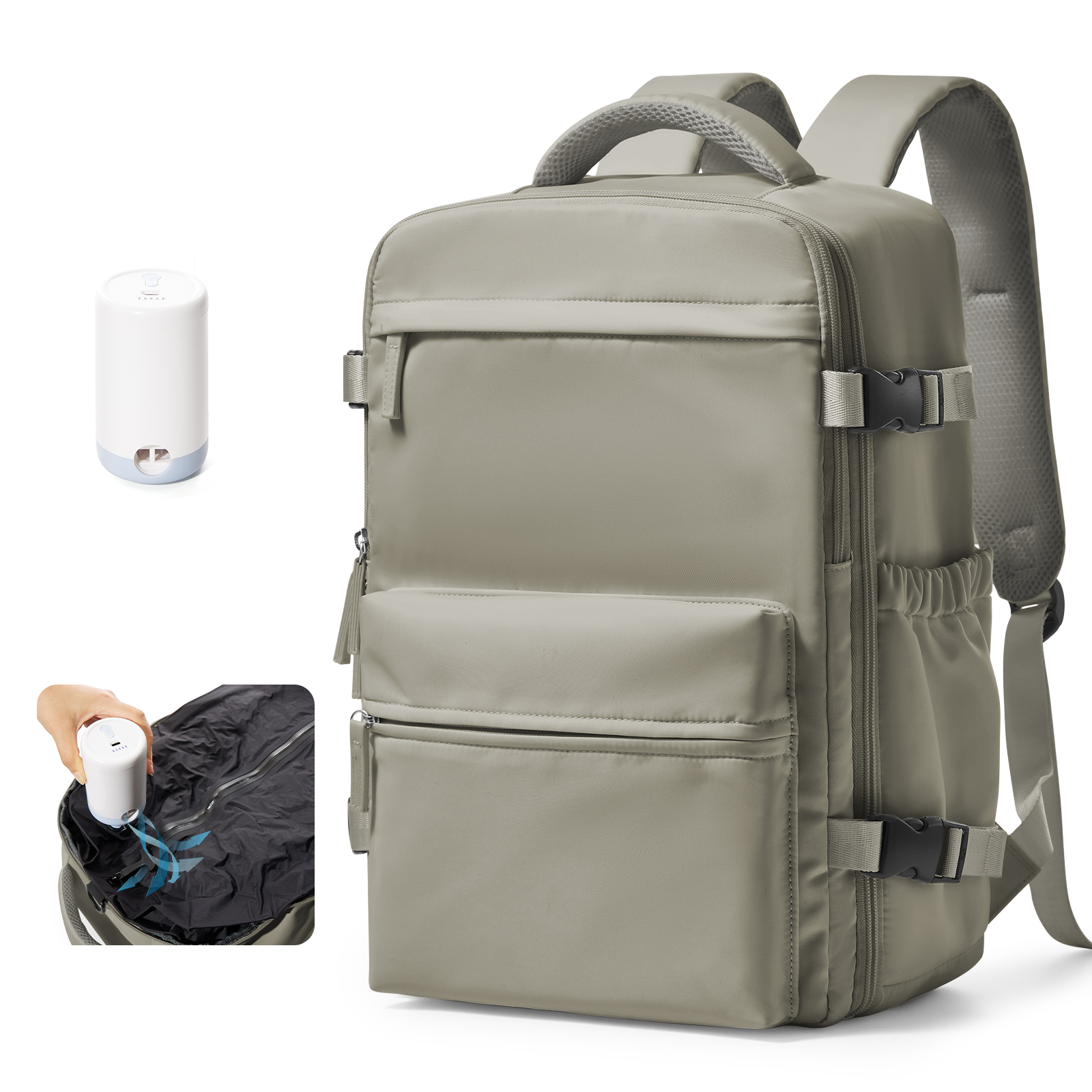 Ryanair sac à dos voyage cabine avion 40x20x25, sac à dos de compression sous vide Air, femmes hommes sac à dos sac pour ordinateur portable d'affaires sac à main: Black