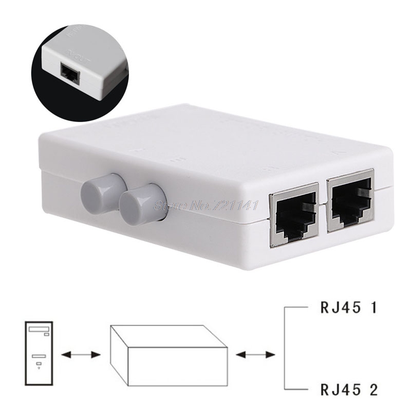 Mini 2 port ab netværk manuel deling switch box 2 i 1/1 i 2 rj45 netværk/ethernet