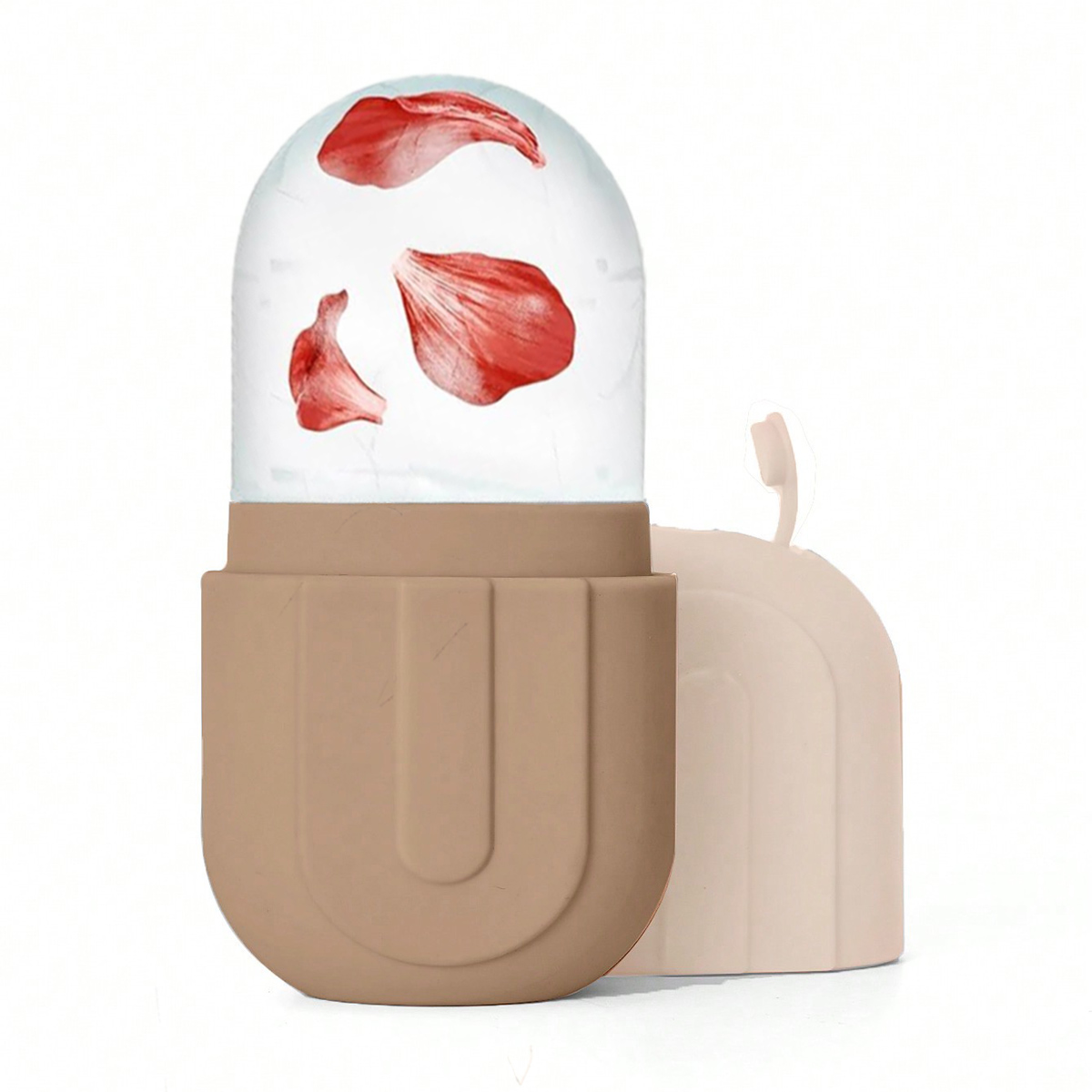 1 rodillo de hielo para cara y ojos, rodillo de hielo mejorado para belleza facial, bloque facial de hielo, masaje facial, molde de hielo de silicona: Rosa
