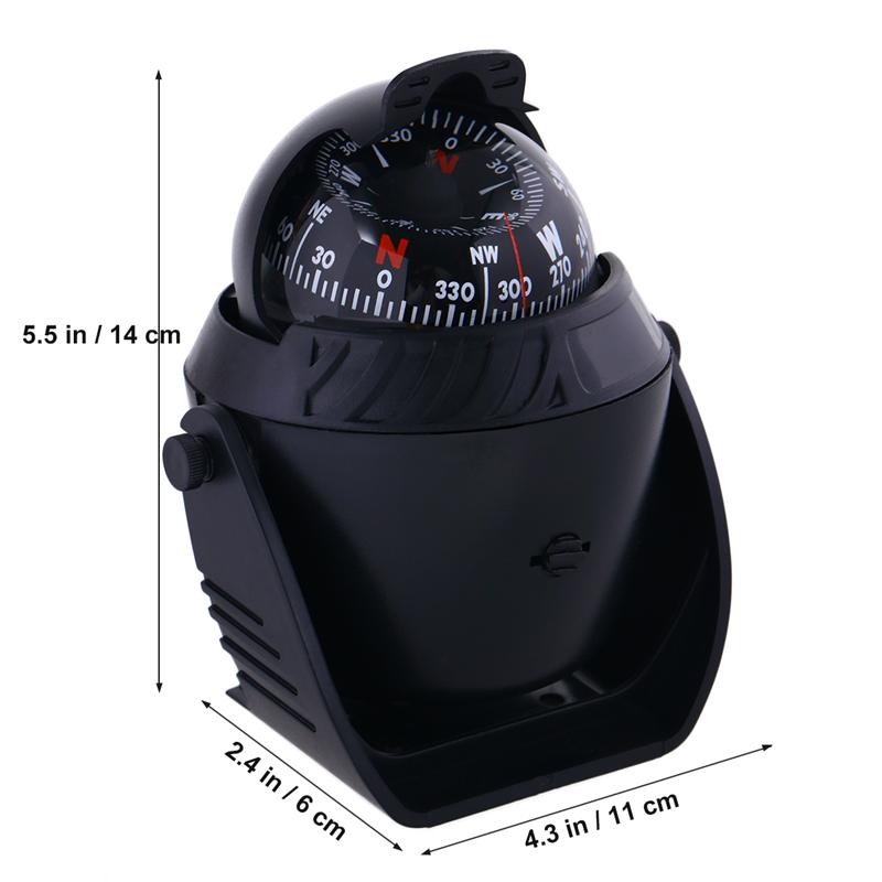 Sea Electronic Digital Illuminated Marine Compass Adjustment Car Navigation Marine Ball With Magnetic Declination(Black)