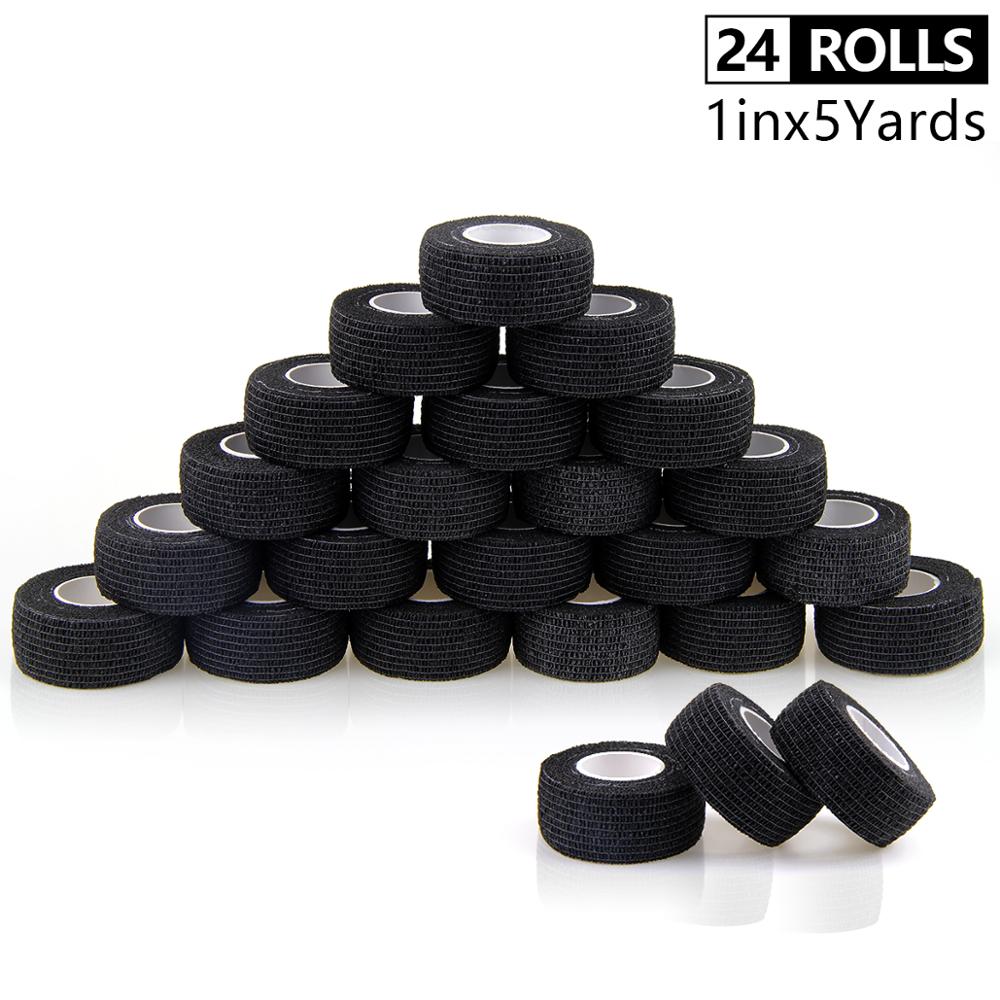 2,5 cm 24 Rollen Selbst Klebe Verband Haftende Elastische zusammenhängend Tarnung Verband Für Finger Vlies Sport Bandage: Schwarz