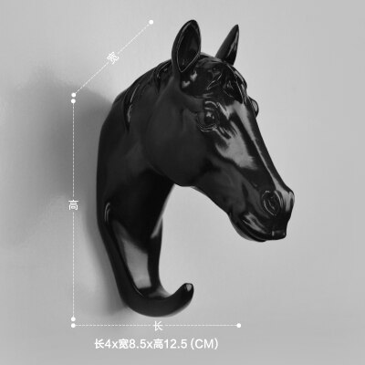 3D dierenkop muur haken Goud Herten muur haak woonaccessoires resin coat hook pared Haken voor badkamer: black horse
