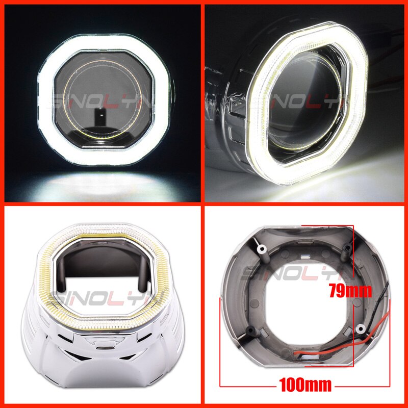 Sinolyn-proyector LED de Ojos de Ángel, faro DRL, bisel de lentes, bisel de lentes, 2,5 '', H1 WST, accesorio de lente de faro bi-xenón: D shrouds